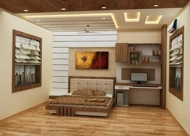 Warm Wood Master Bedroom — Residential interior in Salt Lake, Kolkata