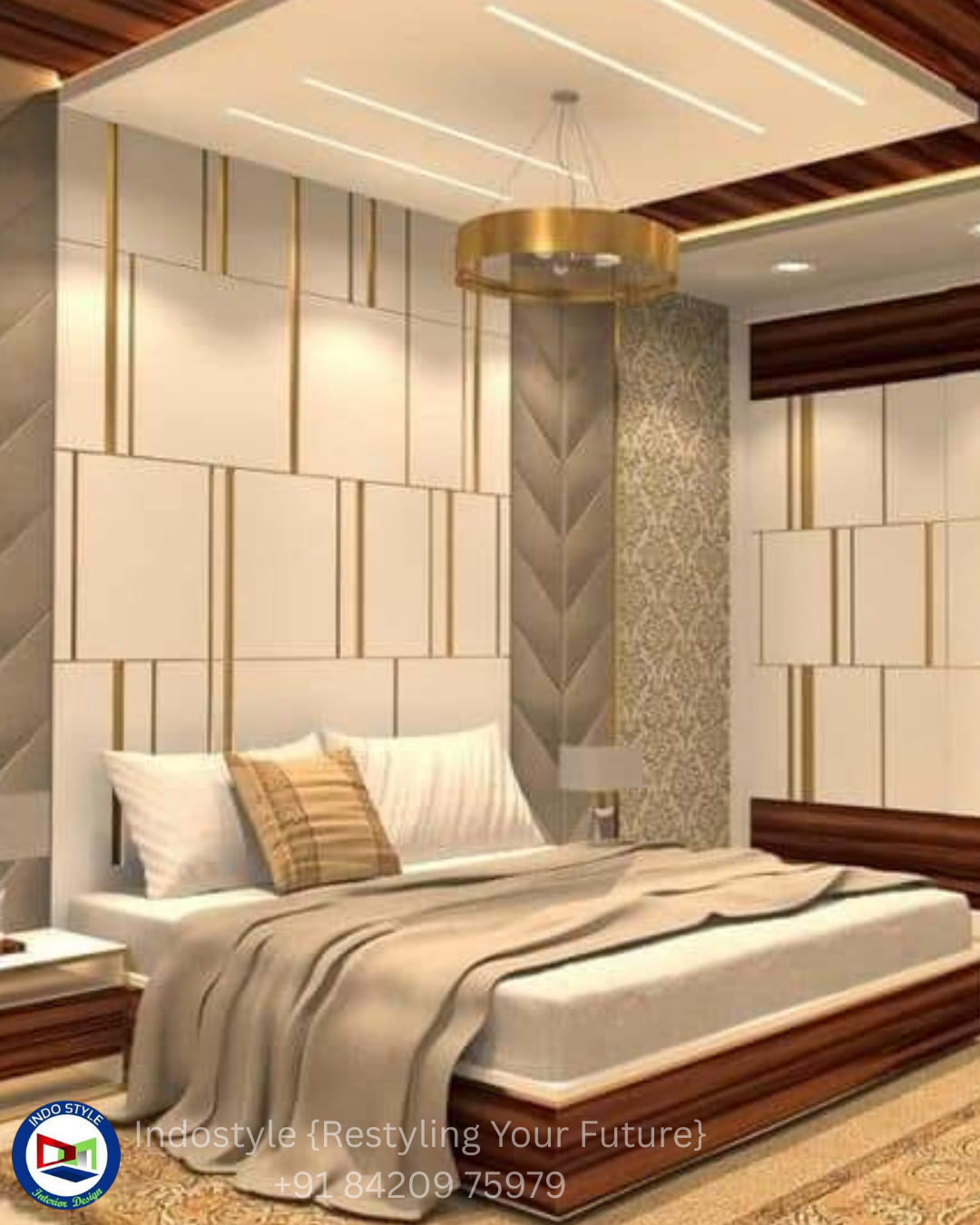 Geometric Panel Bedroom — Residential interior in Salt Lake, Kolkata