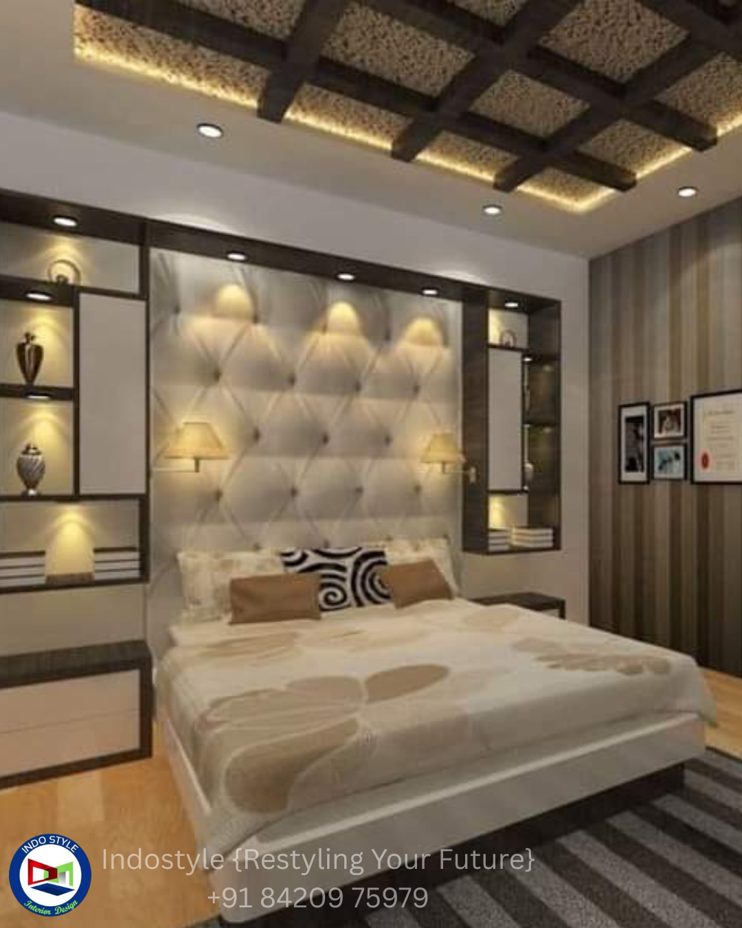 Signature Tufted Bedroom — Residential interior in Nagerbazar, Kolkata