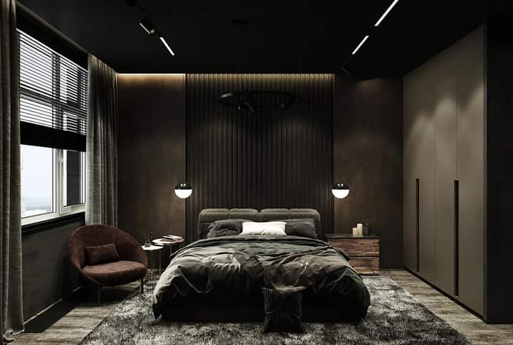 Noir Luxe Bedroom — Residential interior in New Town, Kolkata